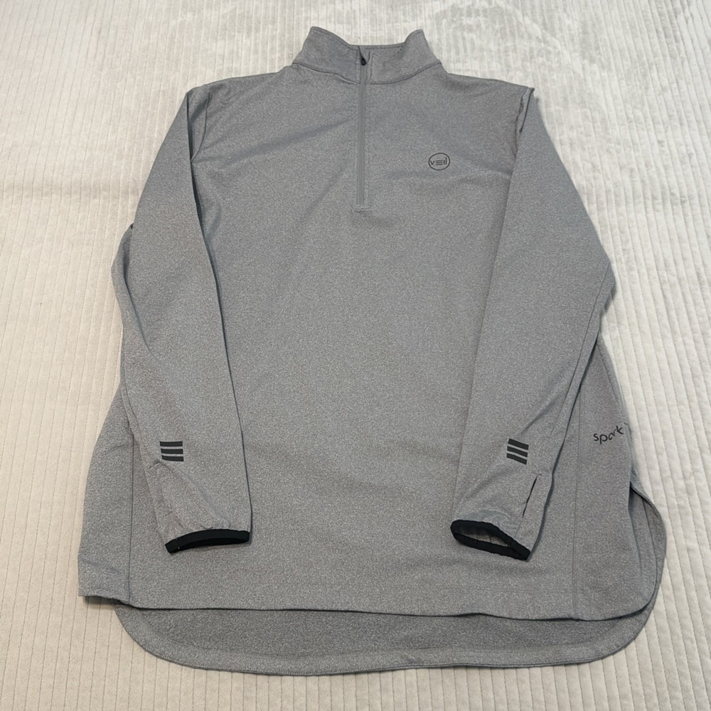 Veil Spark Women's Gray 1/4 Zip Long Sleeve Pullover Tunic  Activewear Top XL